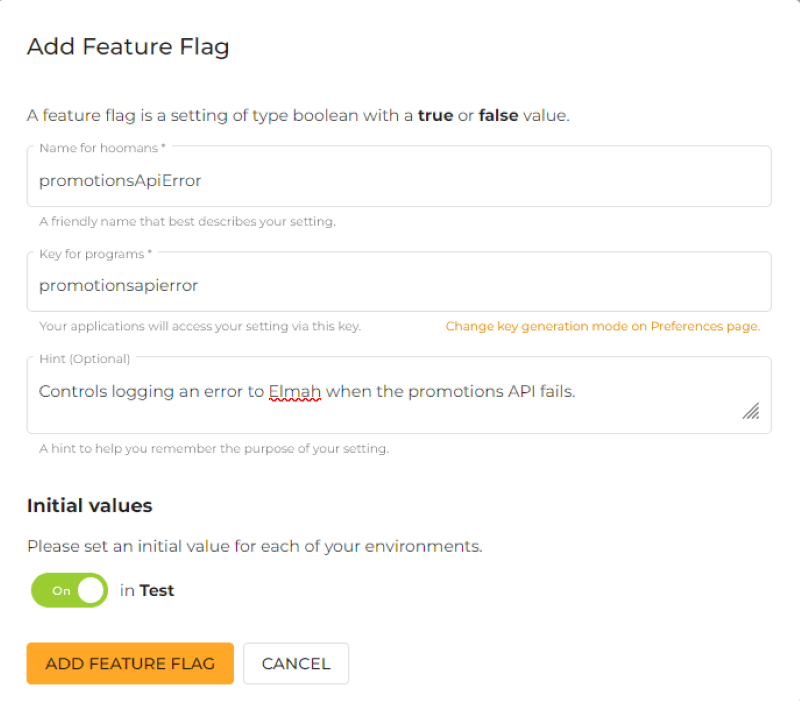Adding a feature flag