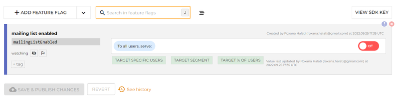 Creating the feature flag in the dashboard