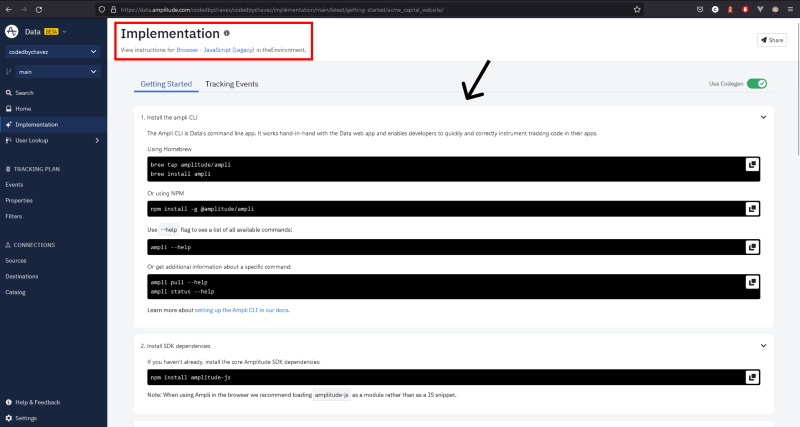 A snapshot of the implementation