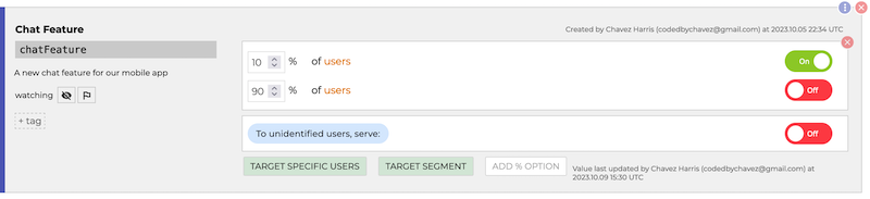 Using a percentage option
