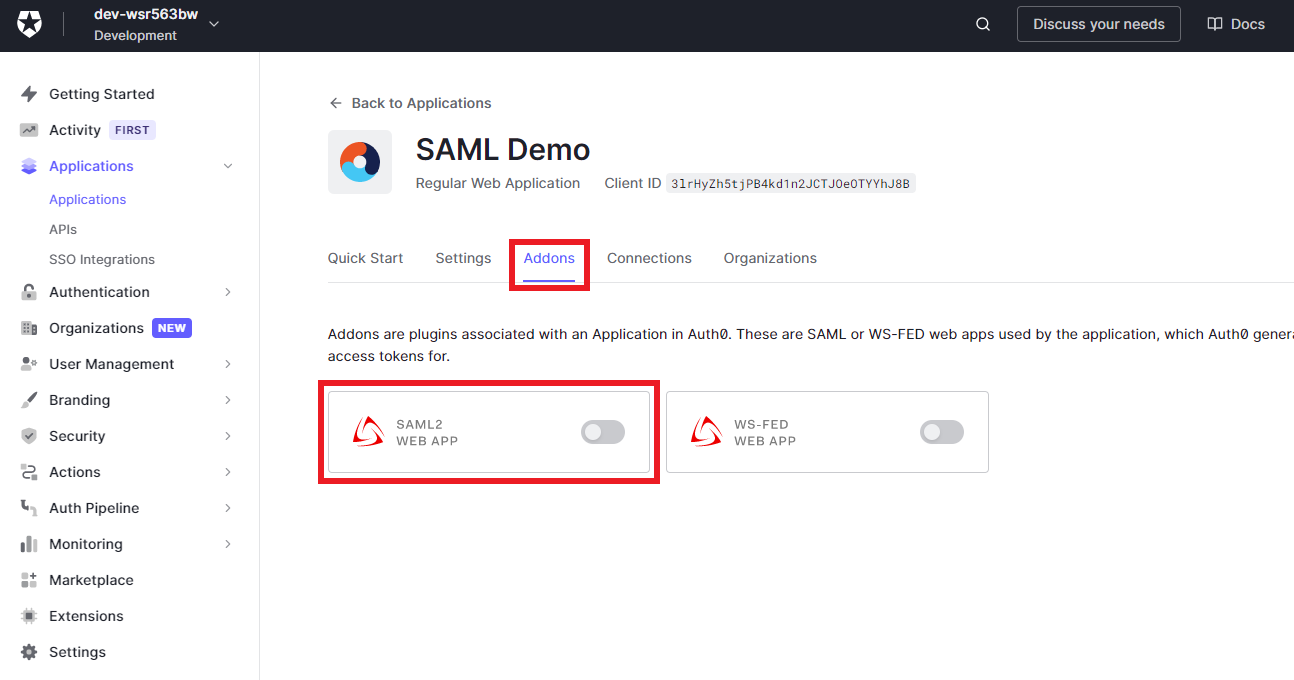 Auth0 enable SAML