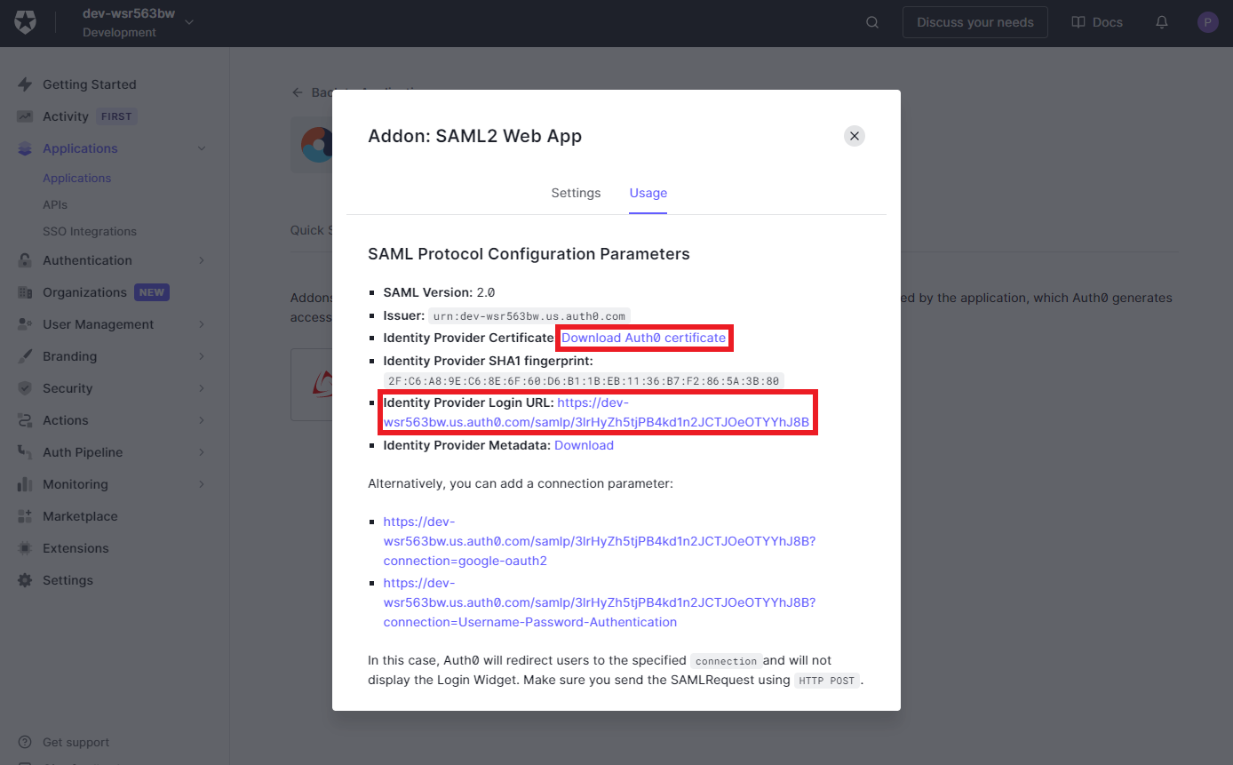 Auth0 manual configuration