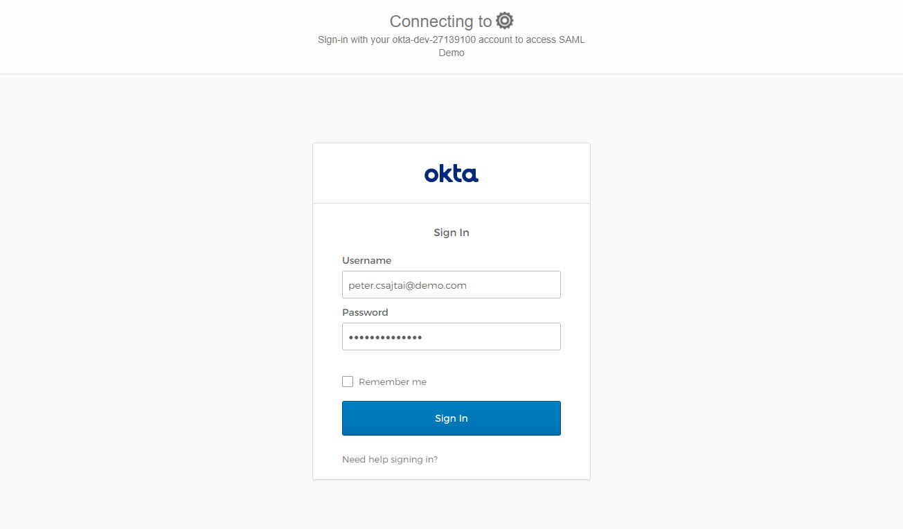 Okta sign in