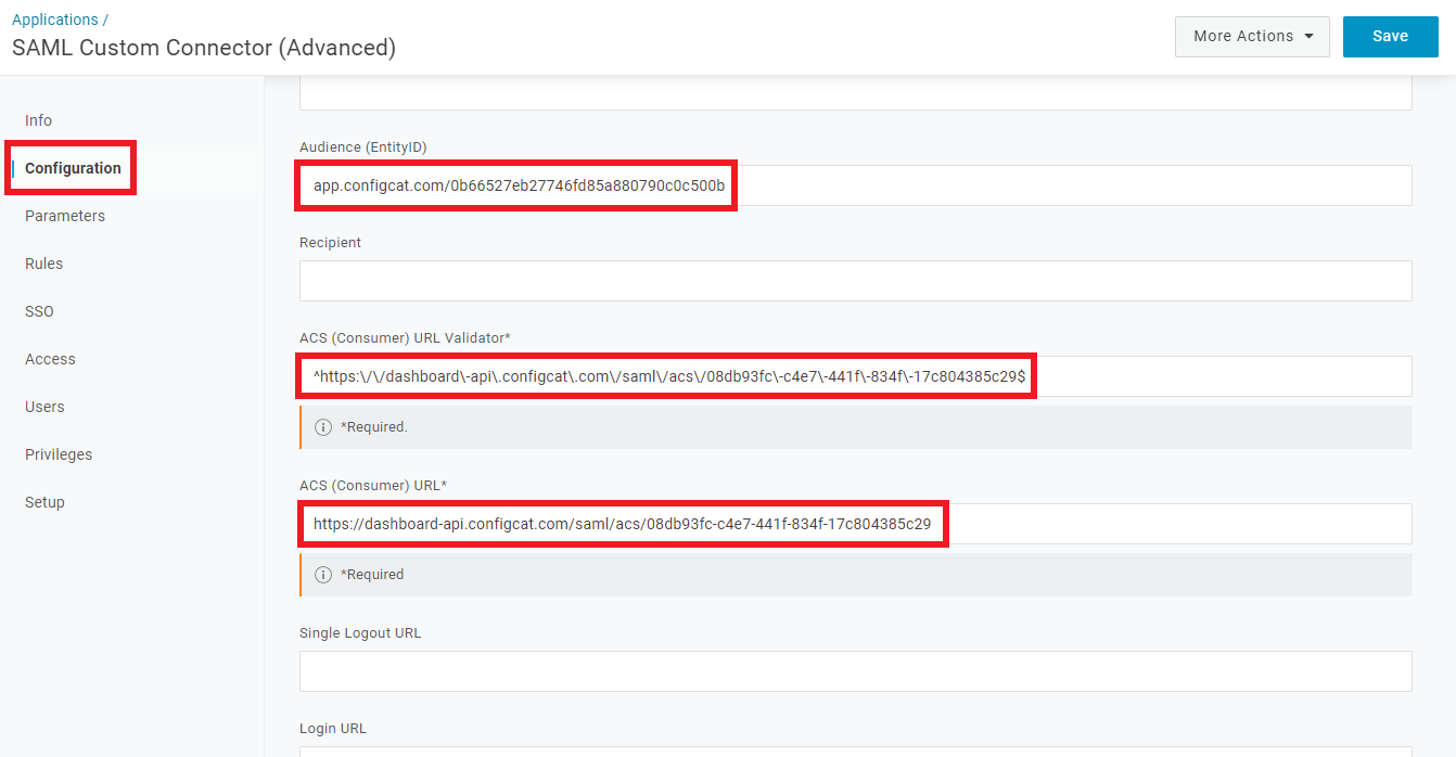 OneLogin SML configuration