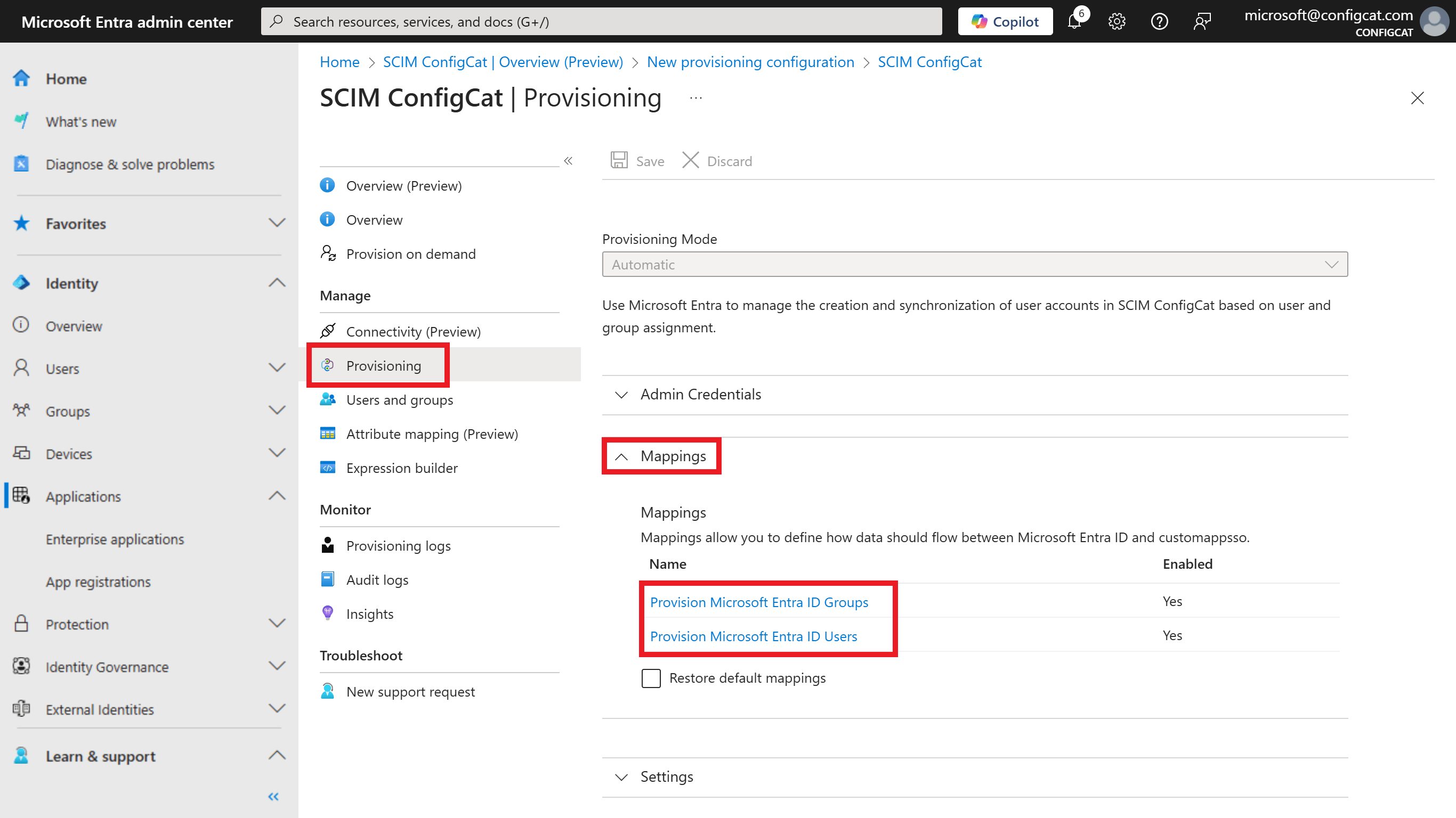 Entra ID SCIM mappings
