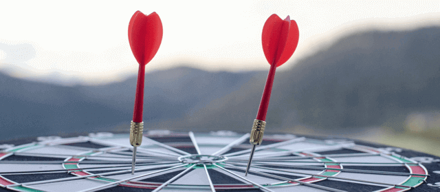 two darts in a target